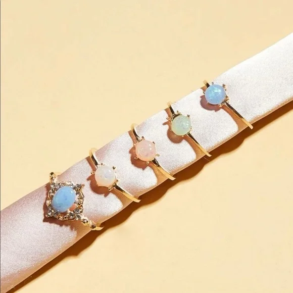 5 pc Rhinestone Decor Rings - Picture 7 of 7